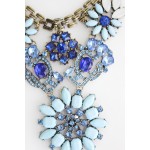 Blue Morning Sky Crystal Flower Statement Necklace 